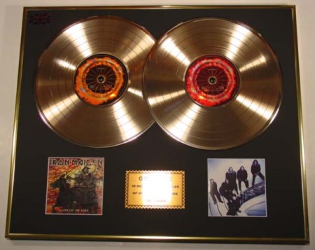 IRON MAIDEN/DOUBLE CD GOLD DISC/SIGNED/COA